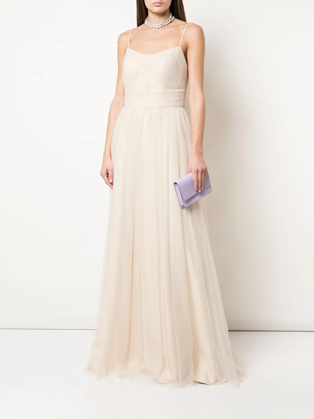 Marchesa Notte Jurk met spaghettibandjes - Beige