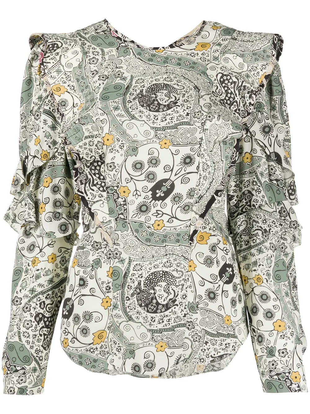 

Isabel Marant Étoile blusa floral con ribete de volantes - Neutro