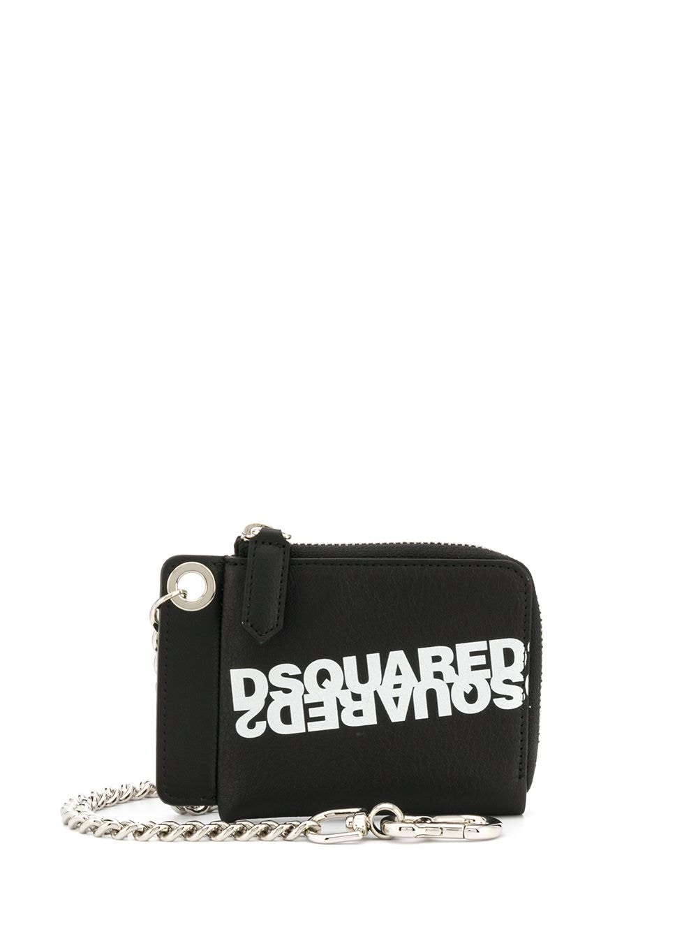 Dsquared2 Logo Printed Chain Wallet In Black