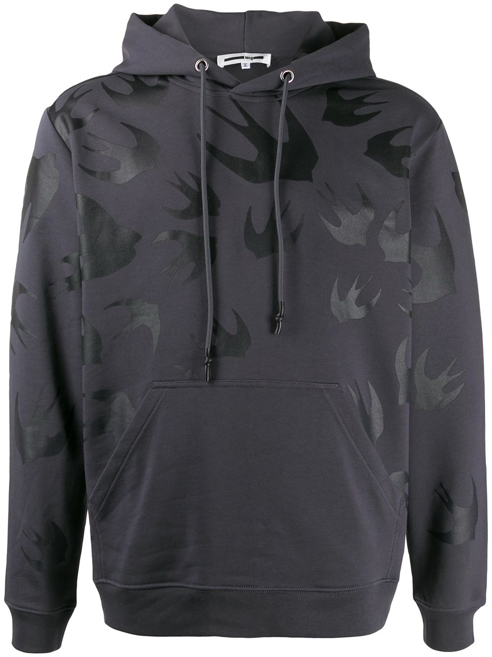 Shop Mcq By Alexander Mcqueen Bird Print Hoodie In Grey