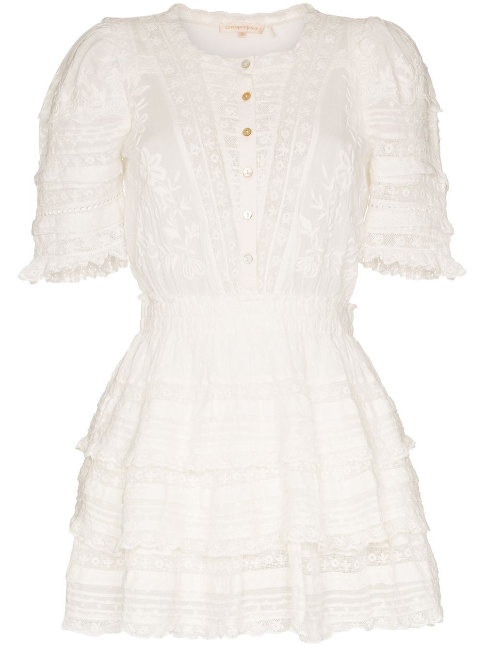 фото Loveshackfancy quincy ruffled cotton mini dress