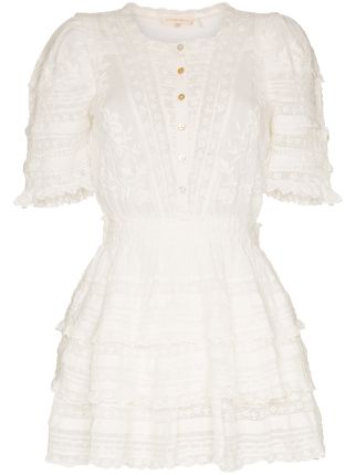 Shop LoveShackFancy Quincy ruffled cotton mini dress with Express ...