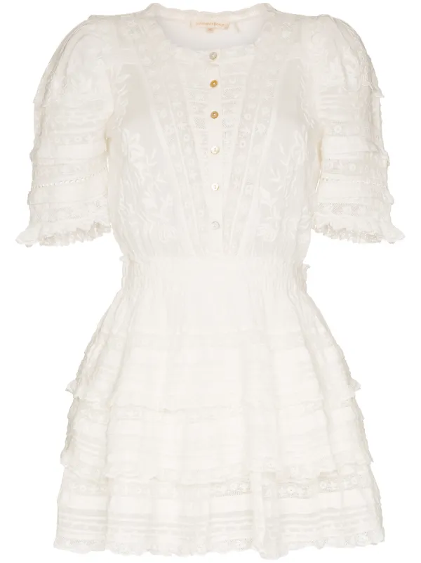 white cotton ruffle dress