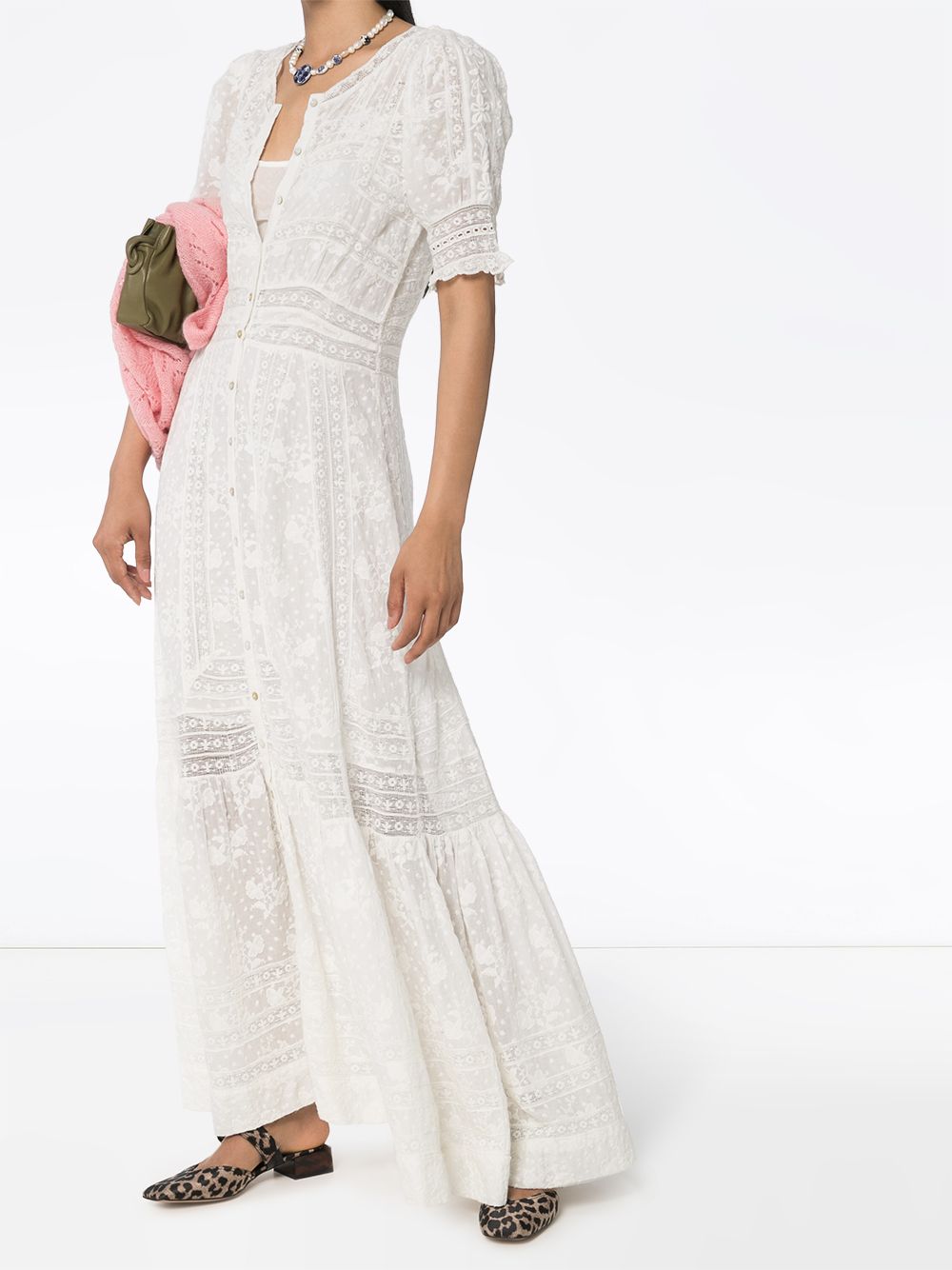 фото Loveshackfancy minka embroidered cotton maxi dress