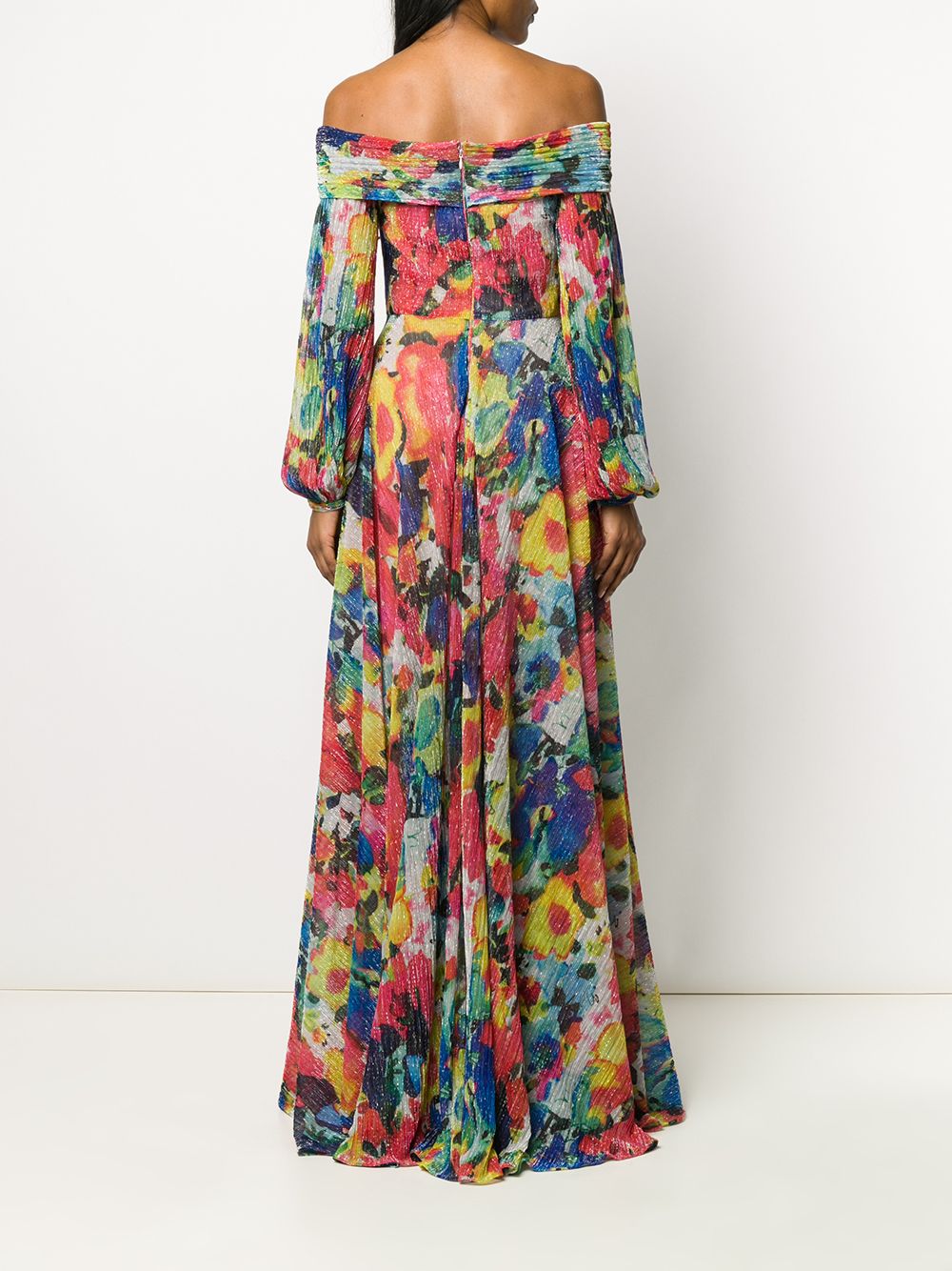 фото Talbot runhof платье с цветочным принтом и эффектом металлик