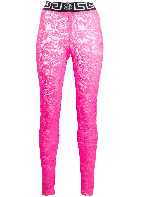 pink versace leggings