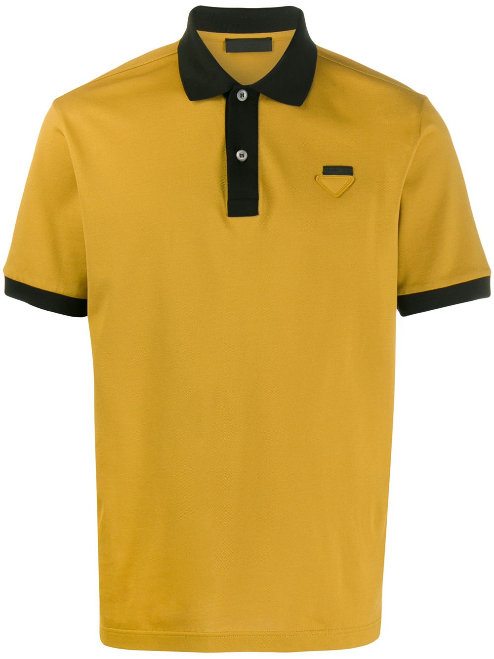 Prada Contrast Trims Polo Shirt In F0vle Curry+nero