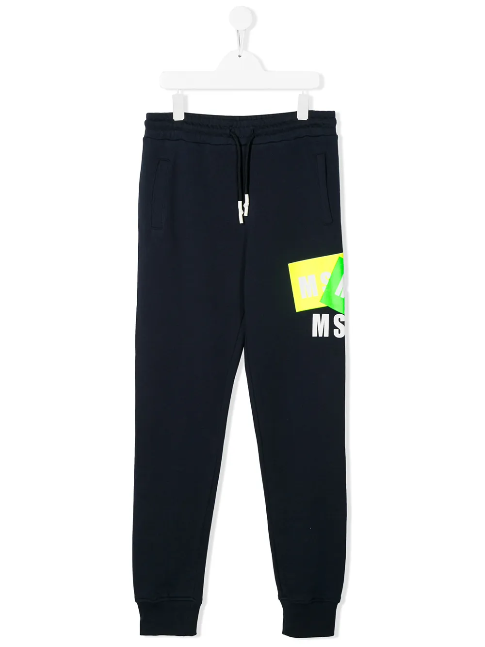 Msgm Teen Graphic Logo-print Track Trousers In Blue