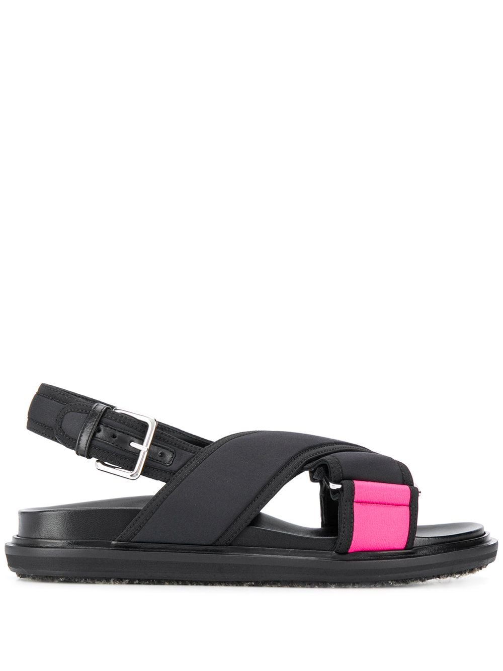 Marni Neon Panelled Flat Sandals In Black