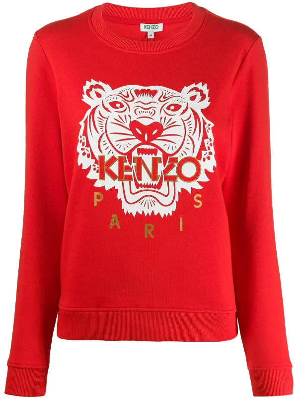 Shop red Kenzo Tiger sweatshirt with 