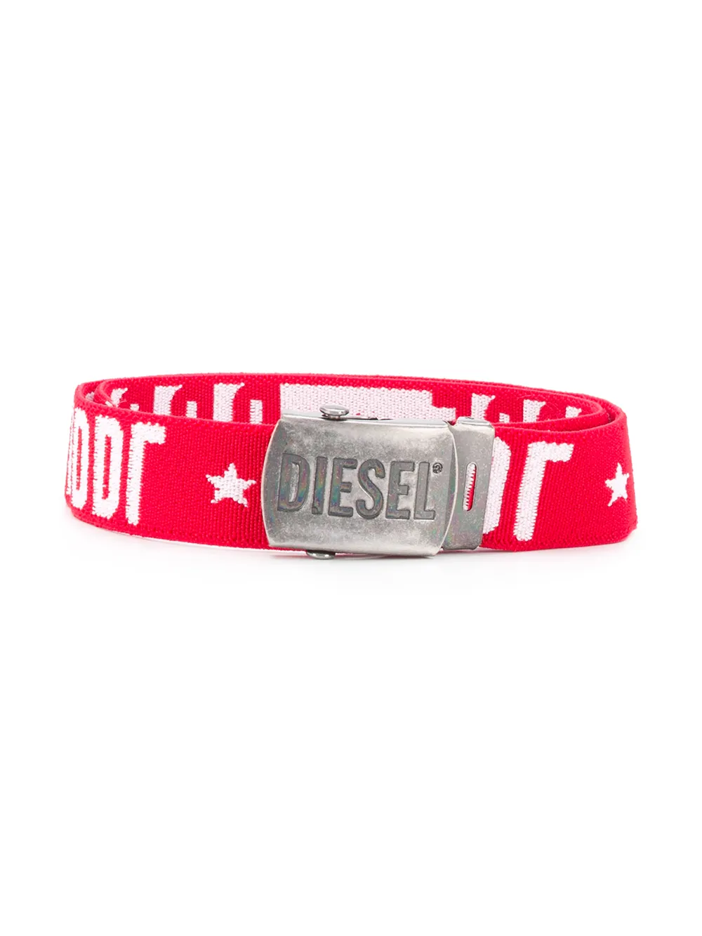 Diesel Kids' Logo Print Belt In Red