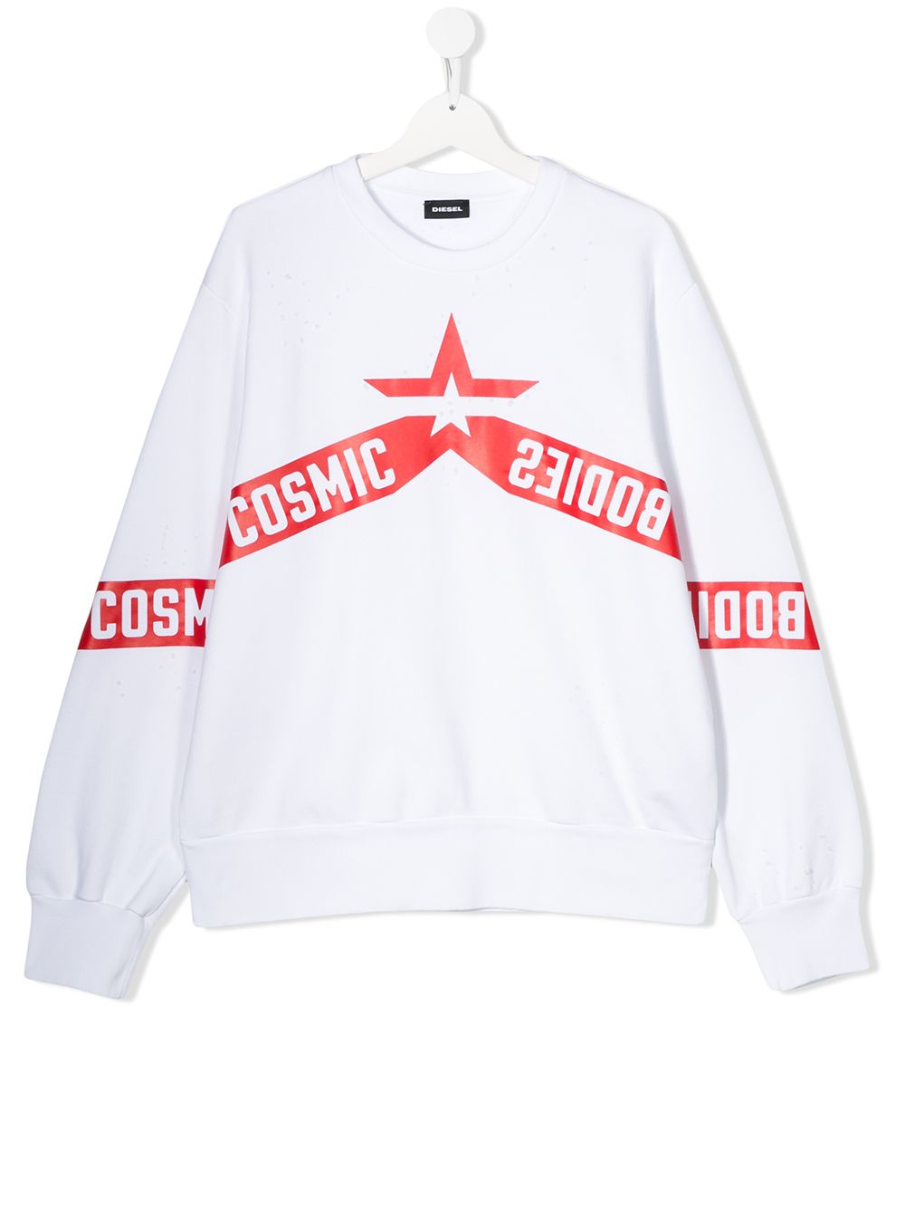 Diesel Teen Cosmic Star Print Sweatshirt In White