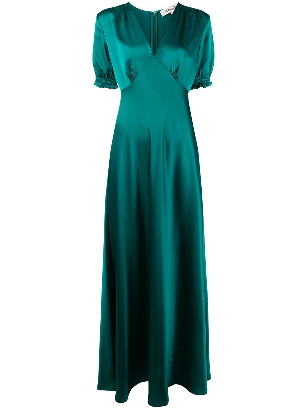 Diane Von Furstenberg V-neck Ruched Cuff Dress In Green