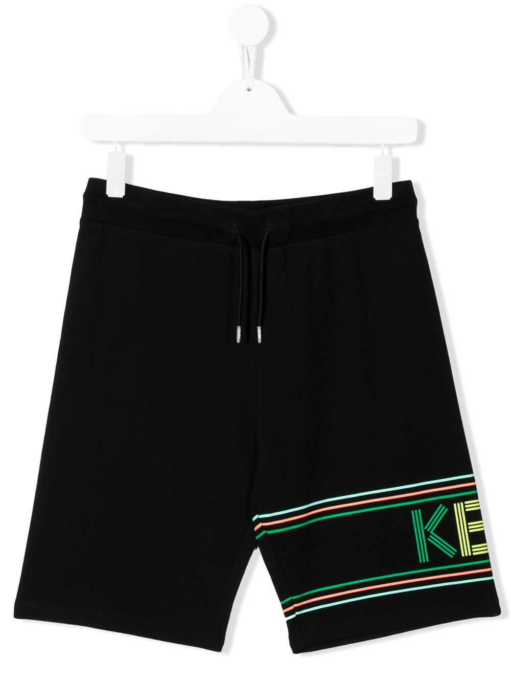 Shop Kenzo Teen Logo Print Track Shorts In Black