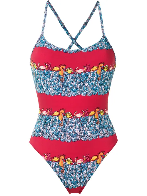 Maillot de bain imprimé à fines bretelles - Amir Slama - Modalova