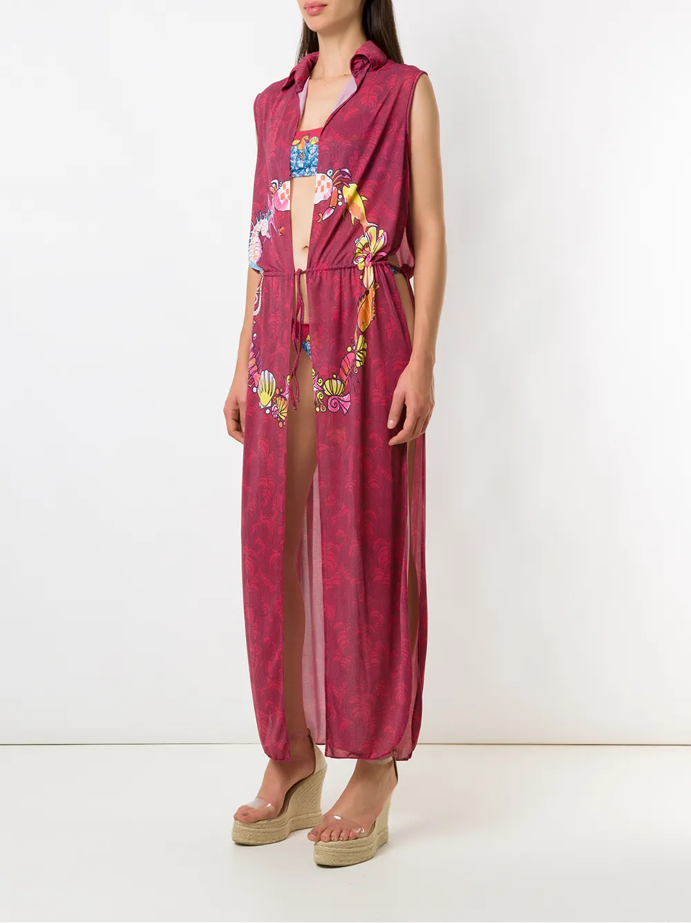 Amir Slama Strandjurk met print Rood
