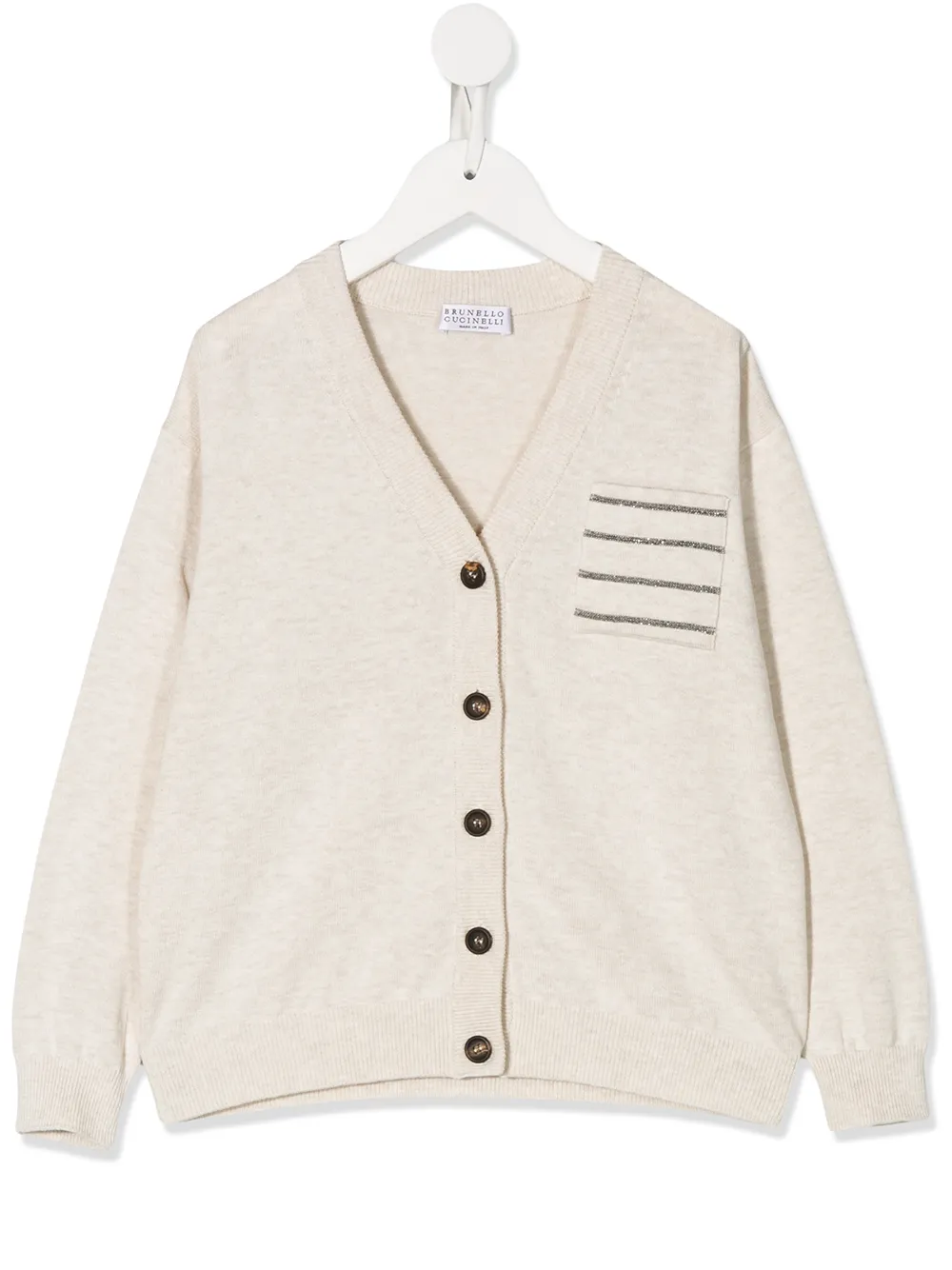 

Brunello Cucinelli Kids chest pocket cardigan - Neutrals