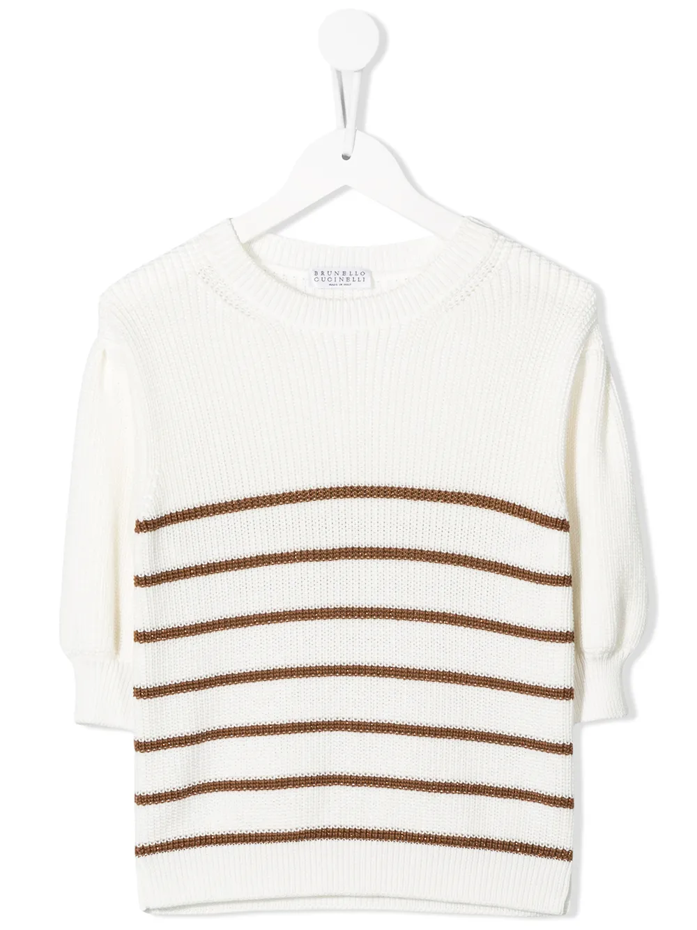 Brunello Cucinelli Kids полосатый джемпер с укороченными рукавами