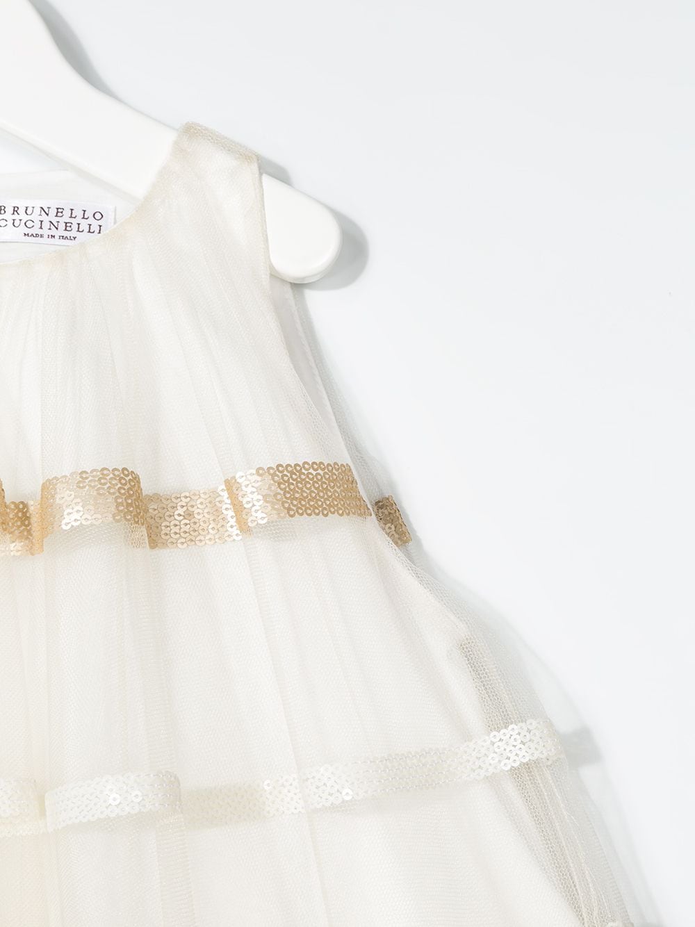 Shop Brunello Cucinelli Sequin-embellished Tulle Dress In Neutrals