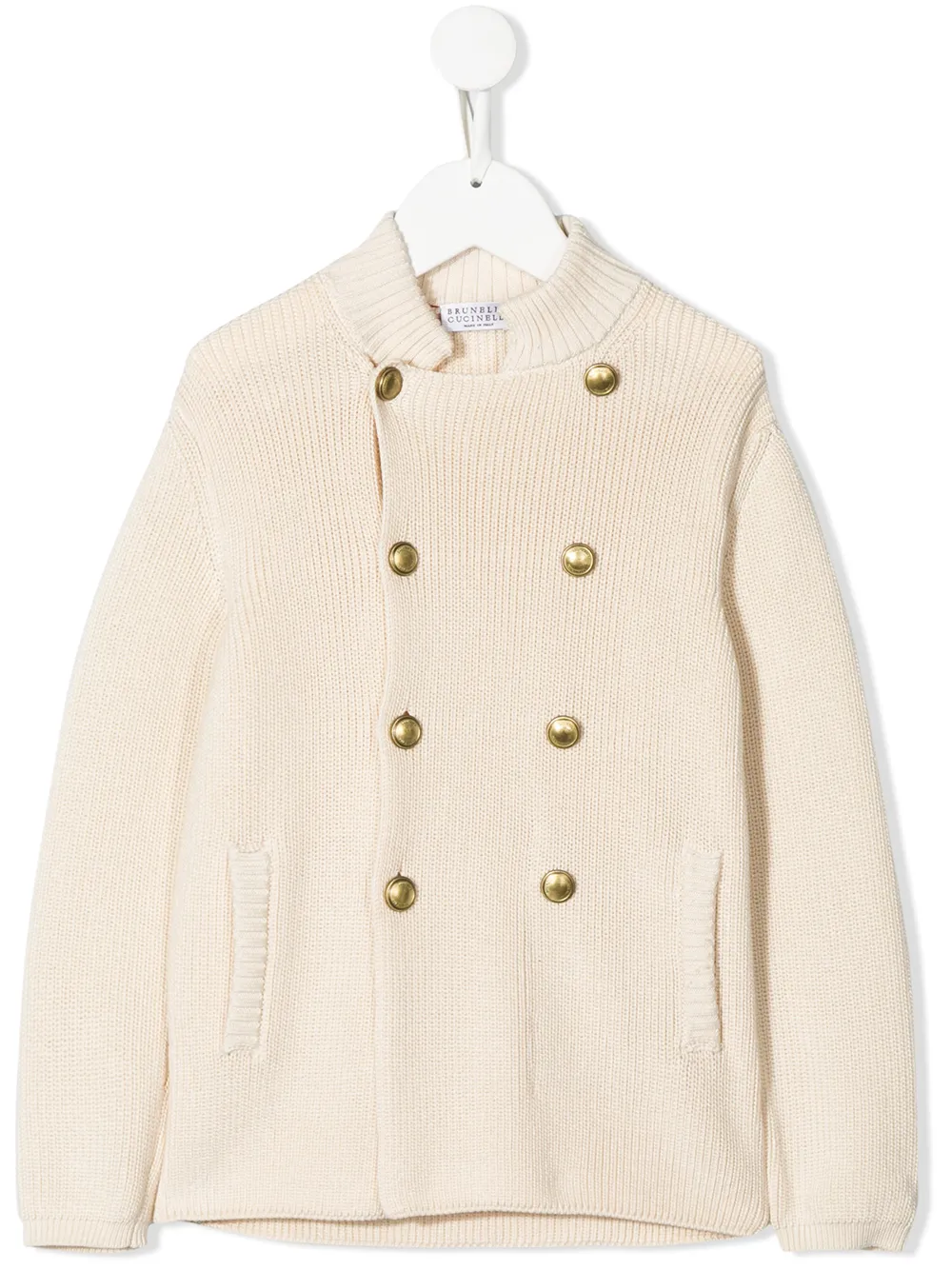 

Brunello Cucinelli Kids double-breasted knitted jacket - Neutrals