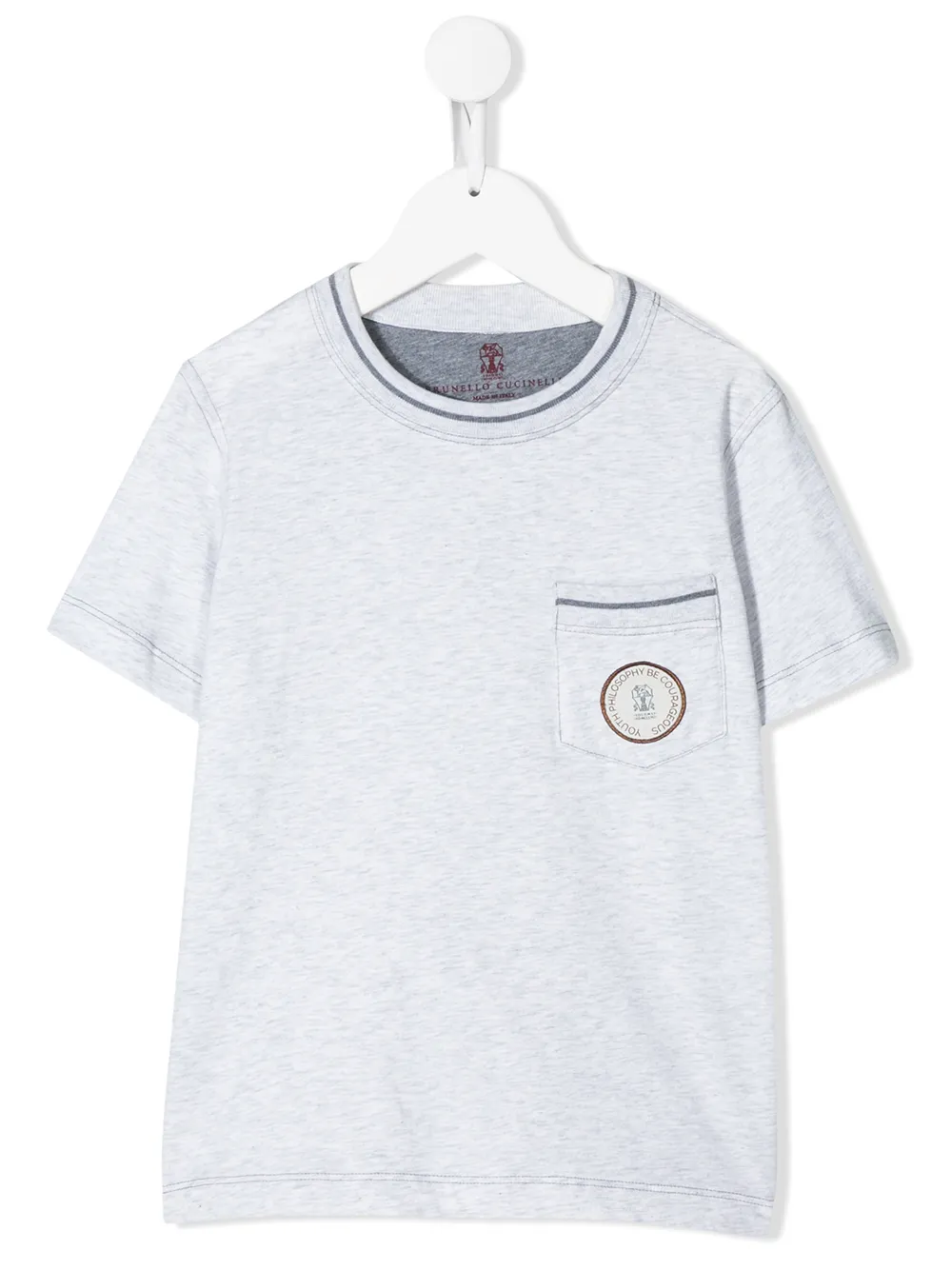 Brunello Cucinelli Kids' Logo Patch T-shirt In Grey