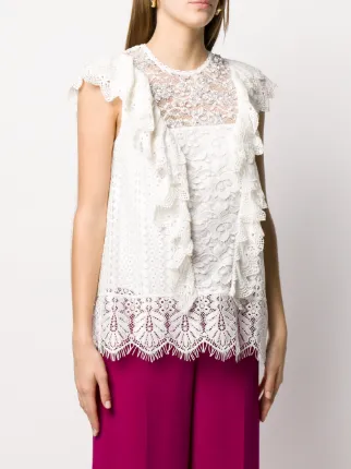 Vala Playa embellished lace blouse展示图