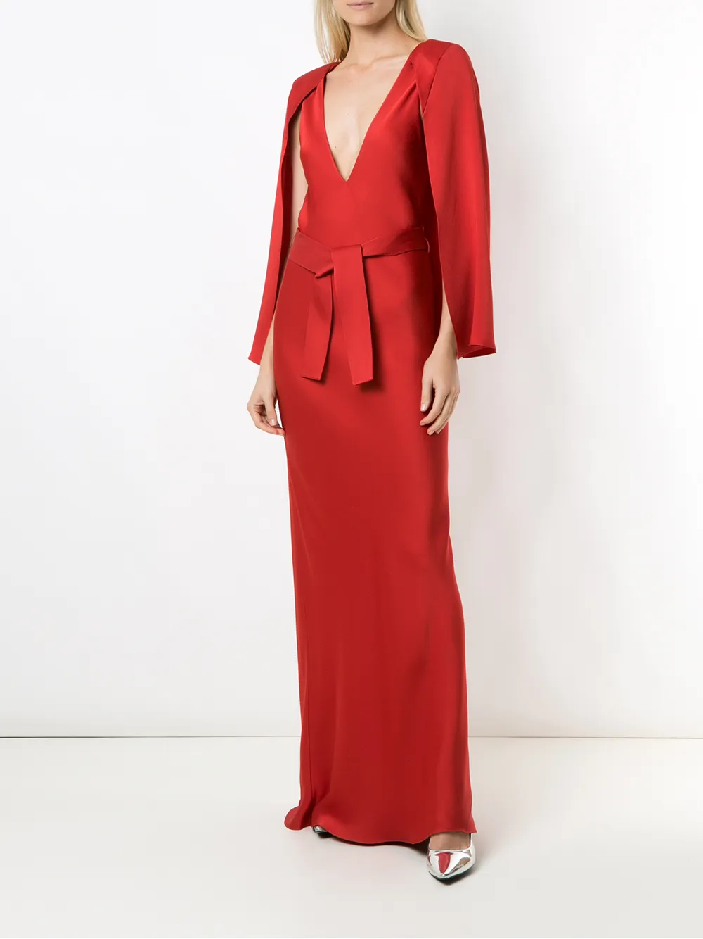 Gloria Coelho Maxi-jurk met cape - Rood