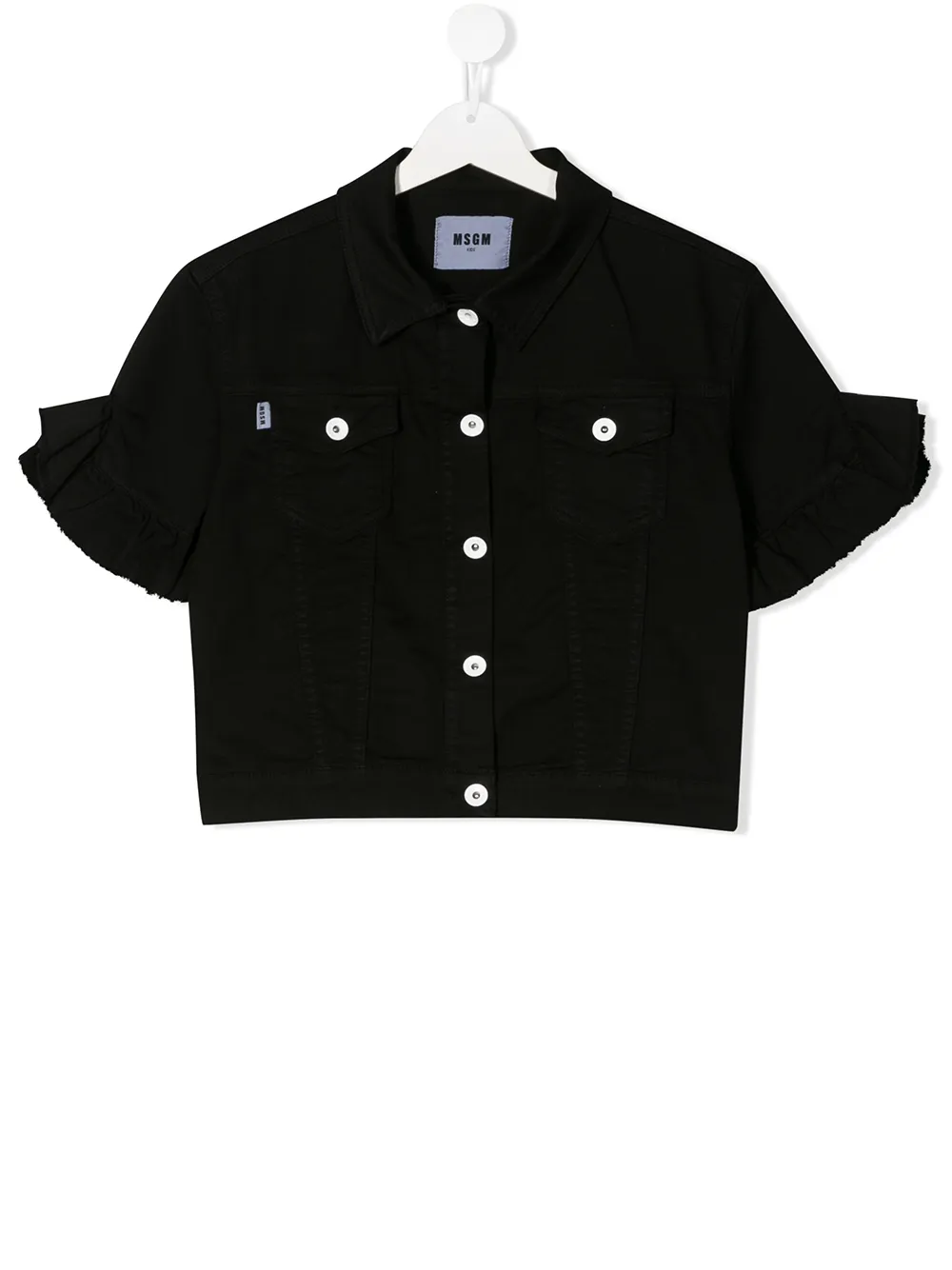Msgm Kids джинсовая куртка с укороченными рукавами и оборками Msgm Kids джинсовая куртка с укороченными рукавами и оборками
