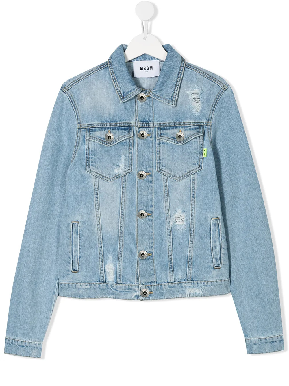 Msgm Kids джинсовая куртка с эффектом потертости Msgm Kids джинсовая куртка с эффектом потертости