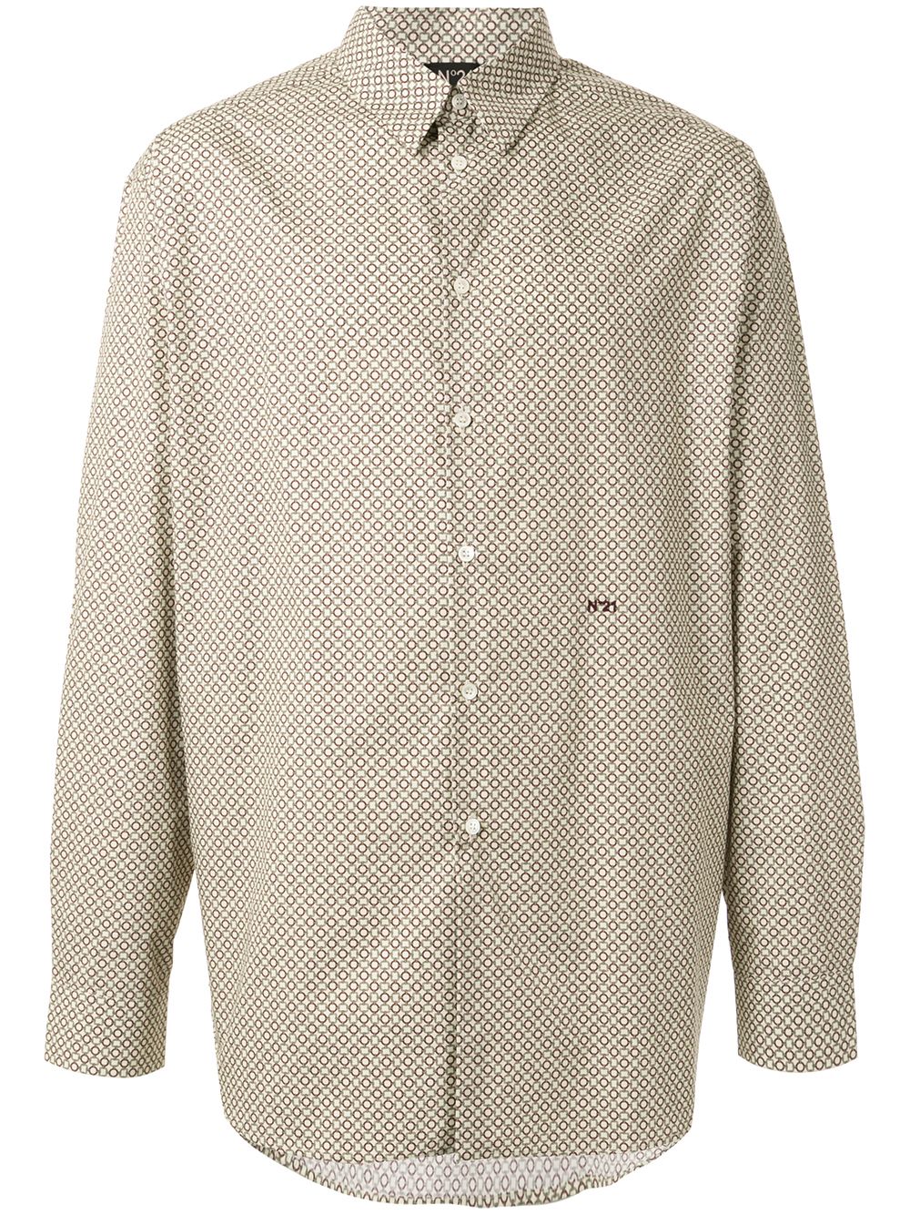 N°21 Oversized Printed Shirt In Neutrals