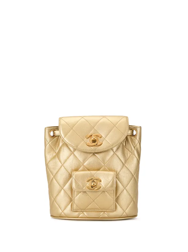 chanel gold backpack