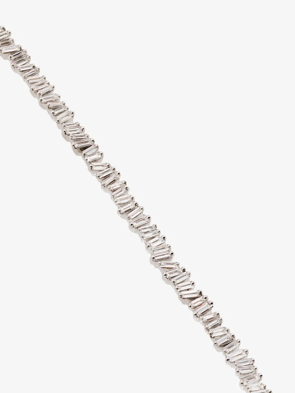 Suzanne Kalan 18k White Gold Fireworks Baguette Diamond Necklace In White Gold