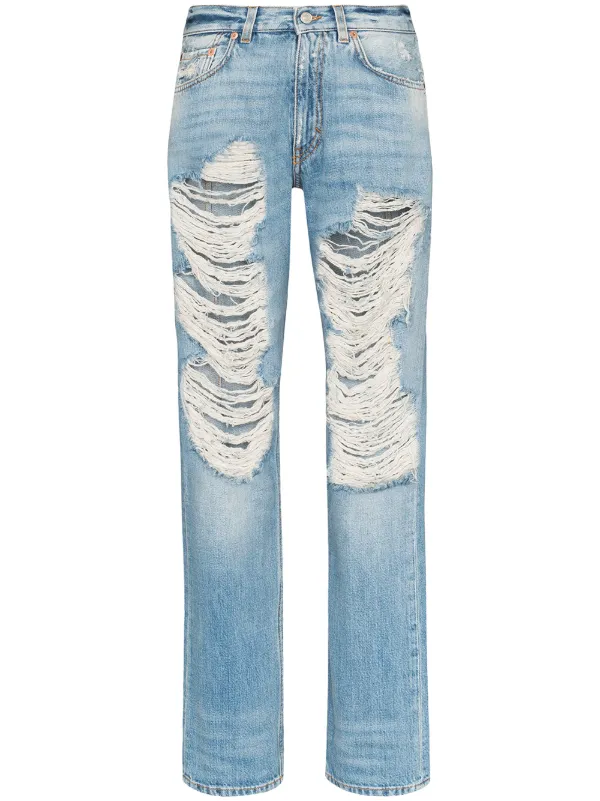 distressed straight leg jeans