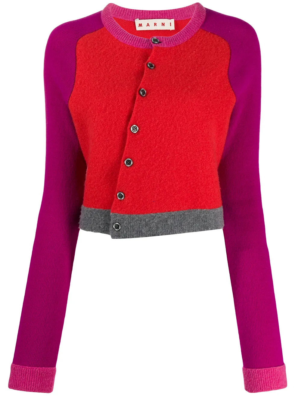 cardigan with diagonal buttons