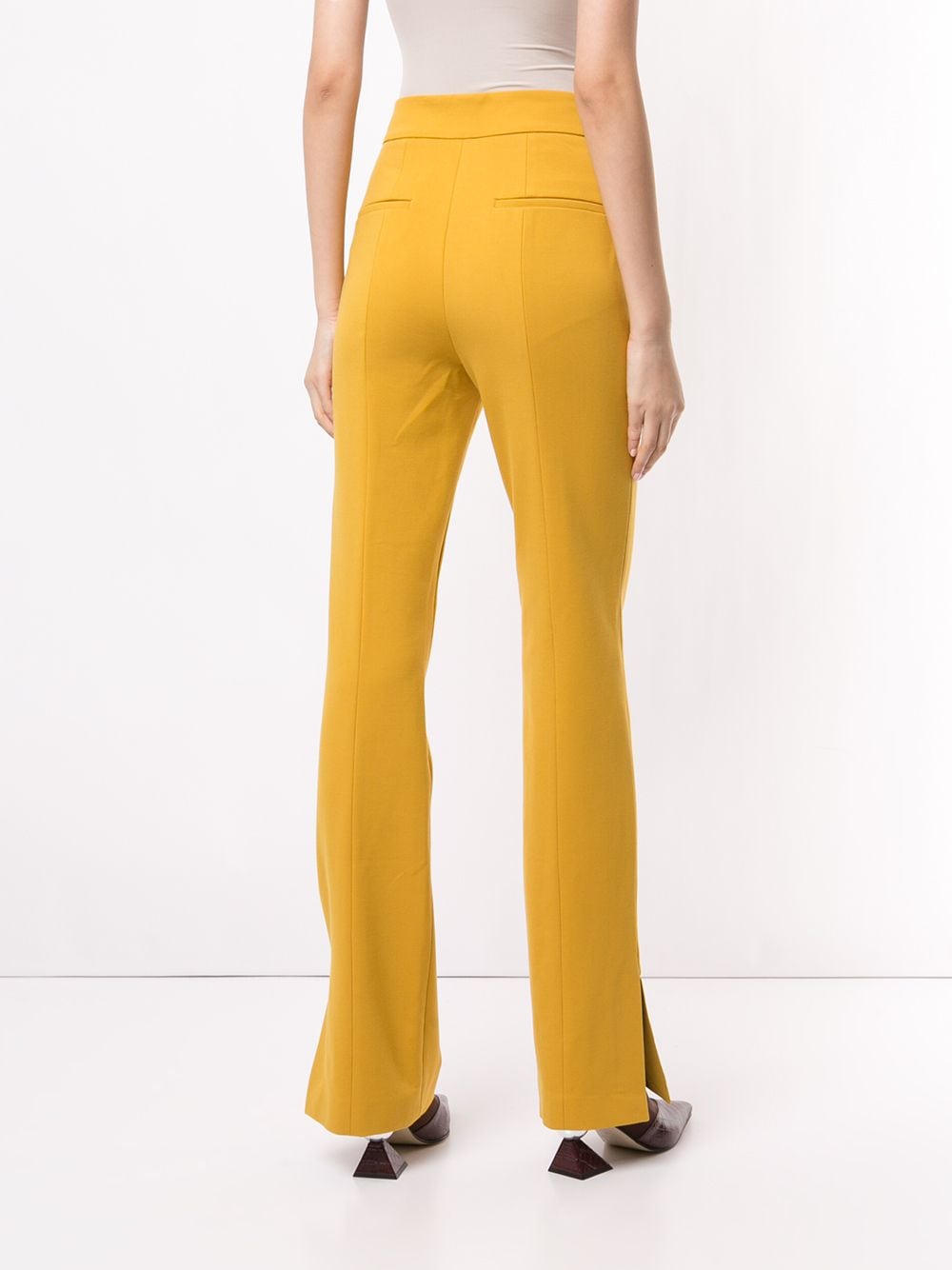 Shop Dorothee Schumacher High Rise Side Slit Trousers In Yellow