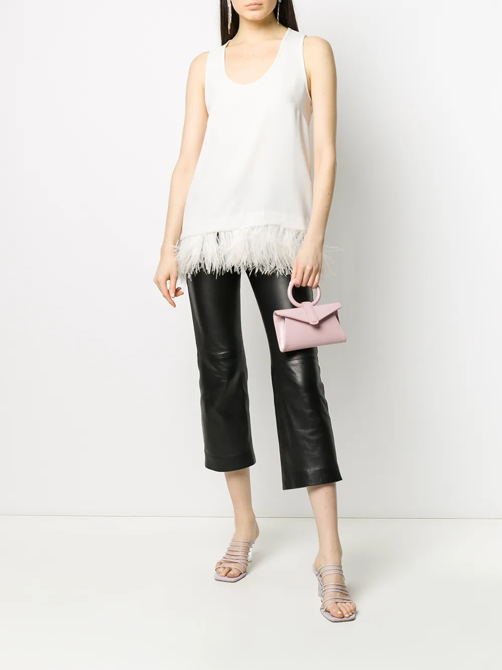 feathered hem tank top