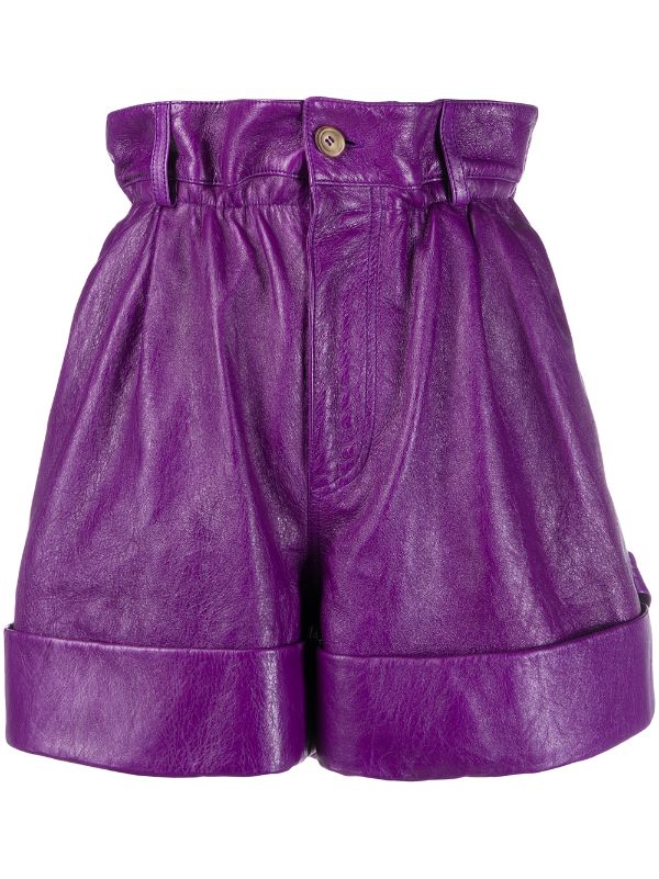 purple high waisted shorts