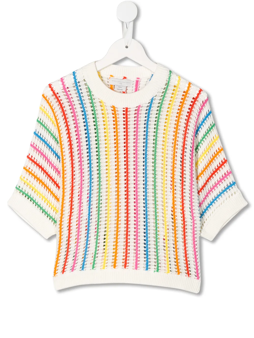 Stella Mccartney Kids' Striped Open Knit Jumper In White