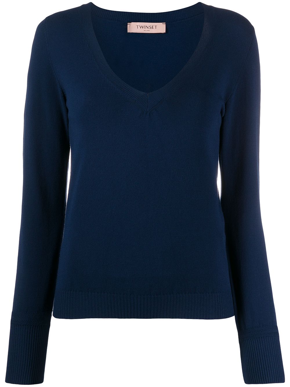 Twinset V-neck Fitted Jumper In Blue