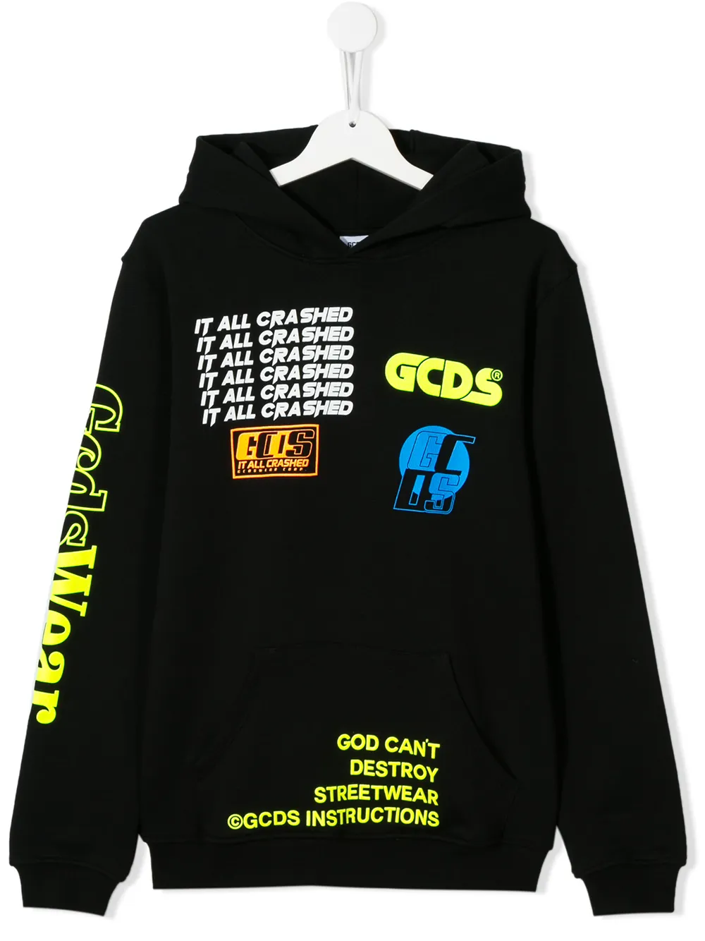 Gcds Teen Graphic-print Cotton Hoodie In Black