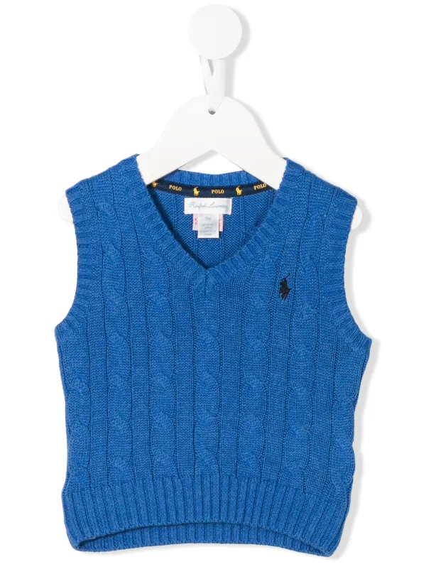 blue knitted vest