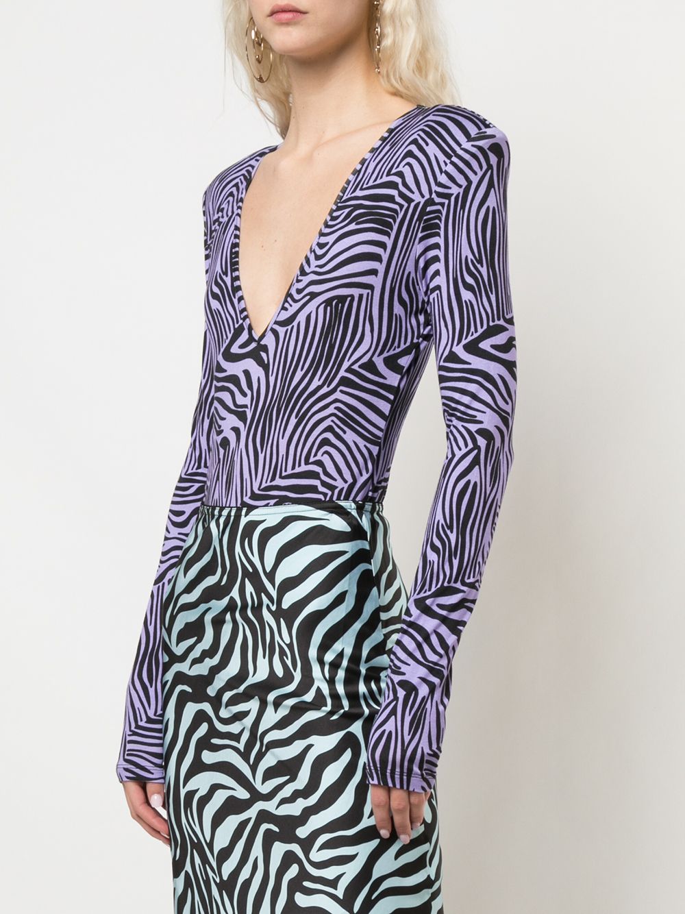 фото Andamane structured-shoulder tiger-print bodysuit