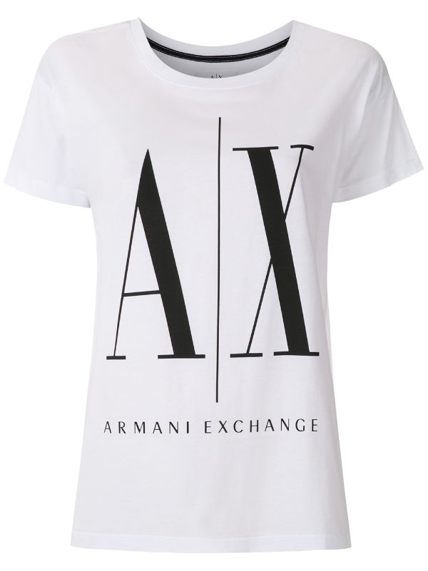 Armani Exchange white logo print T-shirt for women | 8NYTCXYJG3Z at  