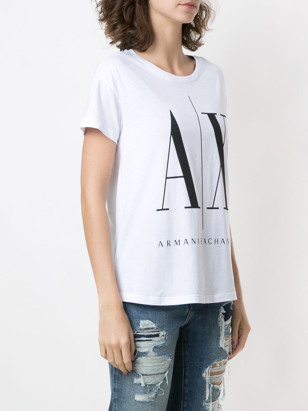Shop Armani Exchange Logo Print T-shirt In White