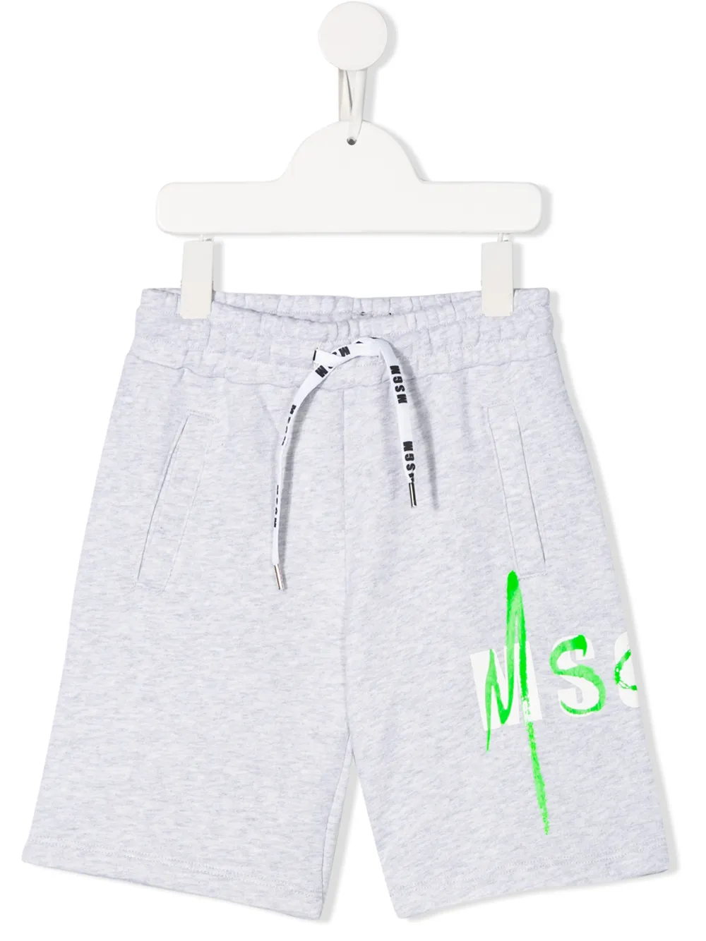 Msgm Kids' Logo Drawstring Shorts In Grey