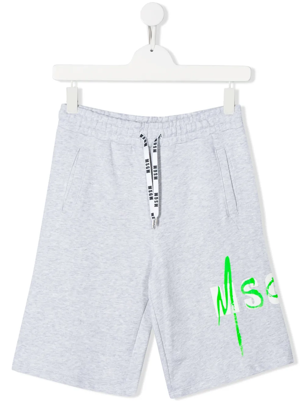 Msgm Teen Logo Drawstring Shorts In Grey