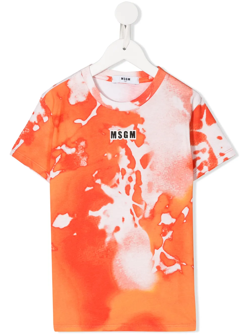 Msgm Kids' Watercolour Print T-shirt In Orange