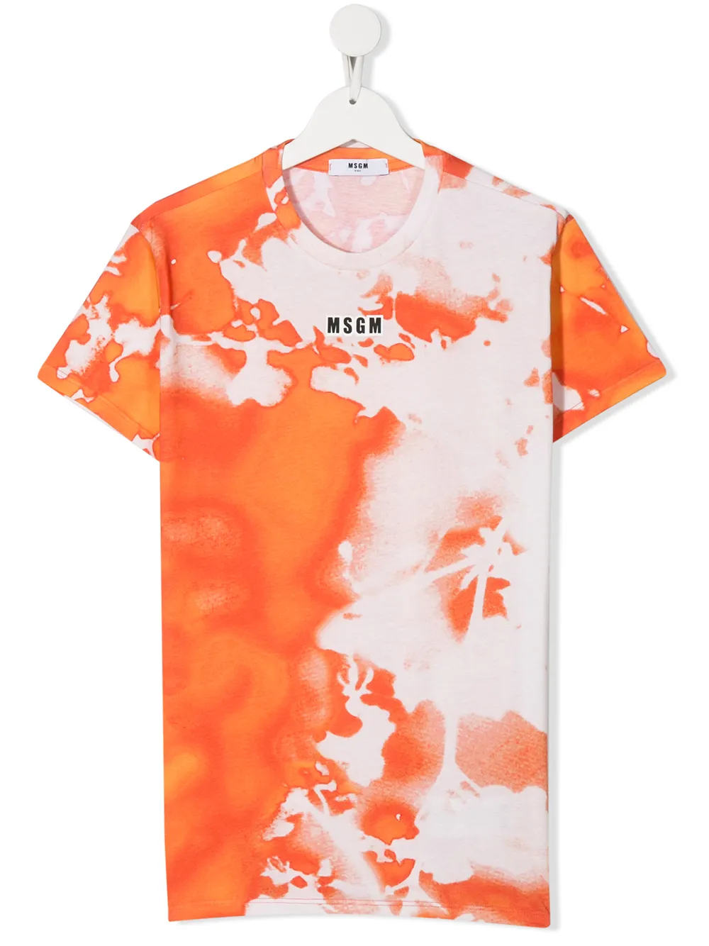 Msgm Teen Watercolour Print T-shirt In Orange