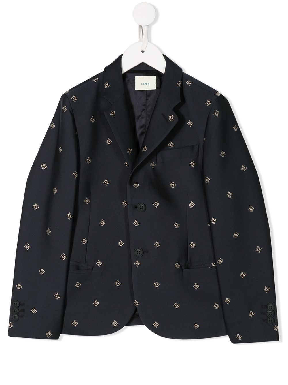 Fendi Kids' Ff Embroidered Blazer In Blue