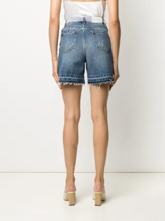 distressed embroidered denim shorts展示图